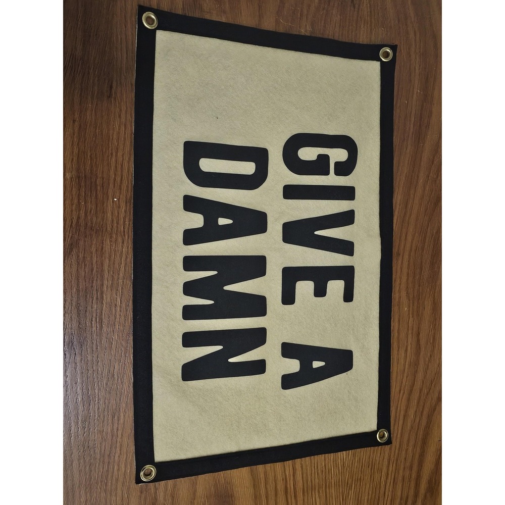 Oxford Pennant Give A Damn Wall Sign Large Black Felt Hanging Banner Decor